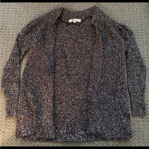 LOFT Marled Black and White Open Front Cardigan